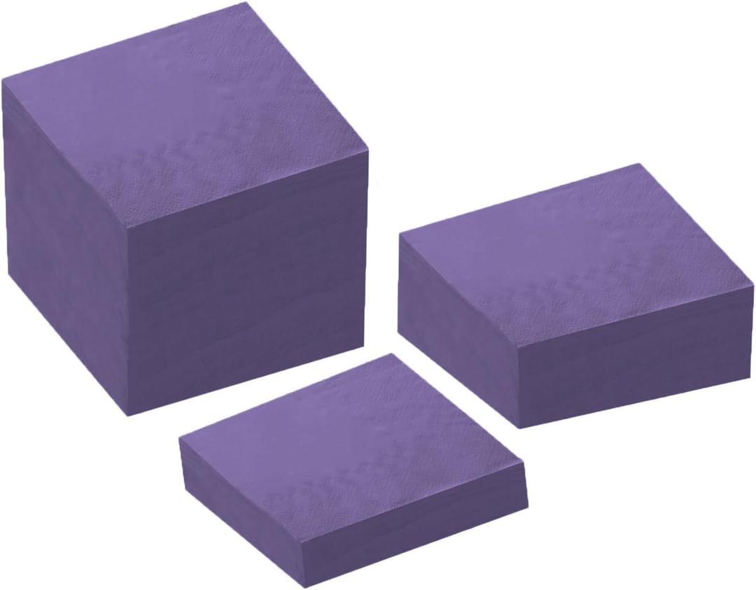200 Pack Cocktail Napkin 2-Ply Dessert Napkins Folded 5 x 5 Inches Disposable Napkins for Dinner Wedding Birthday Party Bridal Anniversary Reception Event (200, Purple)