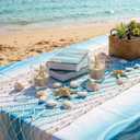 SATINIOR 6 Pcs Fish Net Party Decorations Fishing Net Table Runner 12x72'' Decorative Nautical Cotton Fishnet for Pirate Mermaid Hawaiian Ocean Beach Under the Sea Themed Party Decor (Natural)