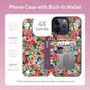 Goodon for iPhone 13 Pro Max Case Wallet - Flip Folio Leather Cover with Trendy Floral Design, 4 Card Slots & Kickstand Function, Protective Phone Case for Women and Girls - Flower Garden
