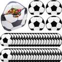2 x 25 Pack Soccer Snack Bags, Football Ball Design Reusable Plastic Treat Bags for Team, Candy, Cookies, Party, Sports Themed Lunch, Snacks & World Cup Goodie Bags