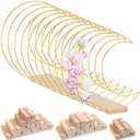 12 Pack Moon Centerpieces for Tables, Moon Dream Catcher Macrame Metal Floral Hoop Centerpiece with Stand, Gold Metal Wreath Rings for DIY Wedding Decor, Wall Hanging