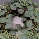 11" Eucalyptus Wreath, Year Round Wreaths for Front Door, Spring Summer Wreath with Green Faux Eucalyptus, All Seasons Evergreen Decor for Inside Farmhouse Festival Celebration Party. 2 PC