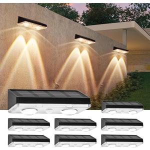 Solar Fence Lights - IP64 Waterproof Courtyard Ambient Solar Lights with 3000K Warm Light, Suitable for Backyards, Railings, Steps, Terraces, Stair Railings and Walls (8 Pack)
