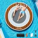 Inflatable Floating Water Hammock, 8ft/10ft Round Floating Ring for Adults Kids with Mesh, 6 inch Thick Floating Platform River Floats Dock for Pool Ocean Lake Beach