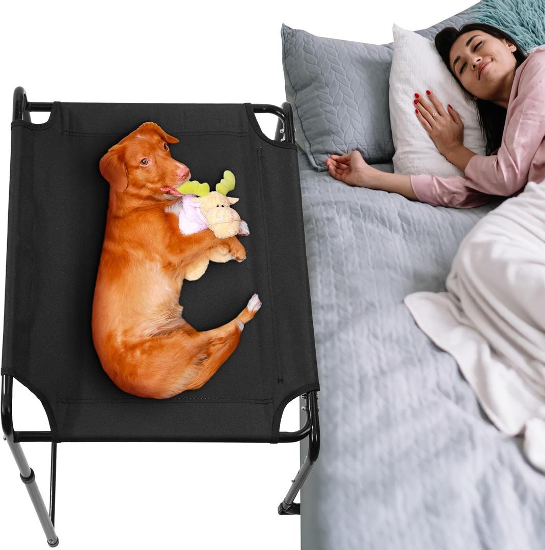 ROYALAY Bedside Pet Bed Pet Cosleeper, Adjustable Height Raised Dog Bed Co Sleeper for Medium Small Pets, Pet Bassinet Dog Bed Extension Attached to Human Bed for Cats & Dogs