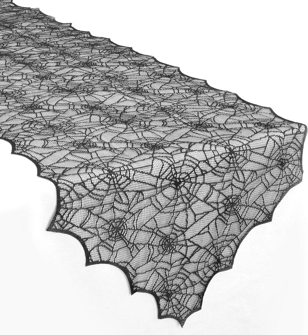 Halloween Table Runner, 72 Inches Long Black Lace Spider Web Table Runner Placemats Netting Backdrop Halloween Decorations Indoor Desk Centerpiece Kitchen Coffee Accessories Farbic Decor Topper Halloween Table Runner, 72 Inches Long Black Lace Spider Web Table Runner Placemats Netting Backdrop Halloween Decorations Indoor Desk Centerpiece Kitchen Coffee Accessories Farbic Decor Topper