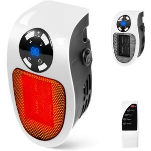 Wall Space Heater Plug In, 450W Portable Heaters Indoor with Overheat Protection, Adjustable Electronic Thermostat, Precise LED Display, Small Energy Efficient Heater