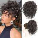 Adancyler Messy Bun Hair Piece Yaki Textured Sweet Loose Wavy Curly Hair Bun Short Drawstring Ponytail Extensions Hair Toppers Synthetic Hairpieces Pony Tails Hair Extensions for Women(Black Brown)