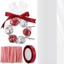 Yexiya 50 Pcs Valentines Cellophane Treat Bags with Twist Tie Ribbon 2'' x 24" Long Clear Plastic Cellophane Wreath Candy Bags for Valentines Party Favor Wedding Chocolate Candy Making Kit(Wine Red)