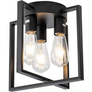 11.8" Black Farmhouse Industrial Ceiling Light Fixtures, Dimmable Lighting with E26 Base for Kitchen, Living Room, Hallway, Entryway
