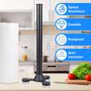 Paper Towel Holder Countertop, Black Standing Paper Roll Holder for Kitchen, Stainless Steel Standing Paper Towel Holder with Suction Cup Base, Easy One-Handed Tear (Black)