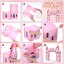Pajean 9 Pcs Princess Party Decorations 43 x 60 Inch Pink Princess Cardboard Castle Playhouse Kit Floral Castle Fort Set Girl Birthday Centerpiece for Bridal Shower, Tea Party, Wedding Decor