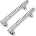 2 Pack 5 Inch(128mm) Hole Center Polished Chrome Cabinet pulls Kitchen Handles Solid Heavy Duty Cabinet Pull Kitchen Hardware