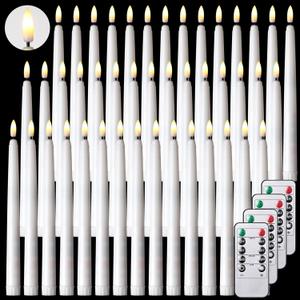 Reginary 50 Pack Flameless Taper Candles with 4 Remote, Battery Operated Flickering Taper Candles 3D Wick Fire LED Faux Wax Warm Lights for Wedding Thanksgiving Christmas Holiday(9.65 Inch)