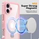 Oterkin Magnetic for iPhone 16 Plus Case Compatible with MagSafe [Foldable Stand][HD Camera Lens Protector][Built-in Touch Sensitive Glass Screen Protector] 15FT Military Full Body Rugged Case (Pink)