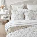 Laura Ashley - Full/Queen Quilt Set, Reversible Floral Cotton Bedding with Matching Shams, Home Decor for All Seasons (Walled Garden Brown, Full/Queen)