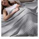 Bedsure Cooling Cotton Waffle King Size Blanket - Lightweight Breathable Summer Blanket of Rayon Derived from Bamboo for Hot Sleepers, Luxury Throws for Bed, Couch and Sofa, Grey, 104x90 Inches