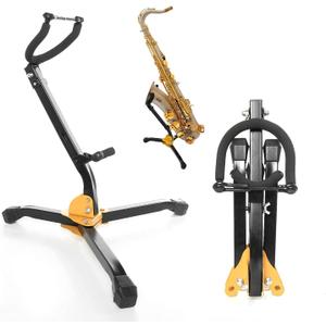 Folding Saxophone Stand for Alto Sax, Alto Tenor Sax Stand, Adjustable Metal Triangle Base Design Saxophone Holder Rack Portable Musical Instrument