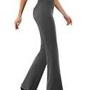 DLOODA Womens Dress Pants Stretchy Work Pants Business Casual Office Trousers Pull On Flare Slacks with 4 Pockets Dark Grey,S