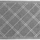 SlipToGrip Door Mat - Durable Door Outdoor Mats for High Traffic - Plaid Grey Mat with Water-Resistant Surface, Dura Loop - No-Slip and Easy-to-Clean for Indoor and Outdoor Entryway, 42 x 35 Inch