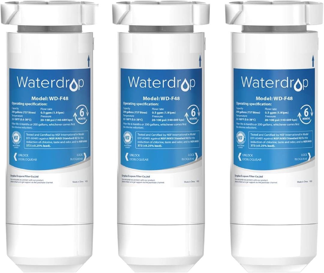 Waterdrop XWF Replacement for GE XWF Refrigerator, GE XWF Water Filter, WR17X30702, 3 FiltersNot XWFE)