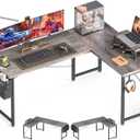 Casaottima L Shaped Computer Desk with Storage Bag, 57.5 Inch Reversible Gaming Desk, Home Office Corner Desk with Monitor Shelf, Space-Saving Writing Workstation Table, Easy to Assemble, Grey Oak