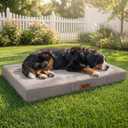 Sytopia Indestructible Dog Bed, 50" XXL Chew Proof Dog Bed for Extra Large Dogs (130 lbs), Durable Waterproof Pet Bed, Chew Resistant Dog Crate Pad, Washable Cover, Indoor & Outdoor Use, Light Gray