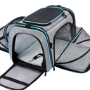 Airline Approved Pet Carrier, Large Soft Sided Pet Travel TSA Carrier 4 Sides Expandable Cat Collapsible Carriers with Removable Fleece Pad and Pockets for Cats Dogs and Small Animals