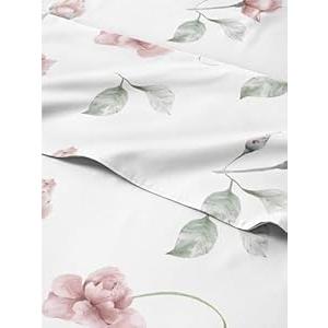 Vintage Floral Rose Bed Sheets - 4 Piece Cal King Set – 1 Flat & 1 Fitted Sheet & 2 Pillowcases w/ Deep Pockets – Soft Wrinkle & Fade Resistant - Breathable & Cooling - Boho Botanical Flower Bed Set