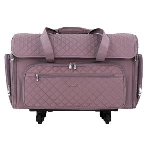 Everything Mary XXL Rolling Sewing Machine Case – Purple Quilted Craft Bag with 4 Wheels – Spacious Storage Organizer with Pockets for Sewing & Craft Supplies