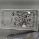 GVIEWIN for iPhone 15 Pro Case Floral, with Screen Protector&Camera Lens Protector,[Non Yellowing] Slim Shockproof Clear Phone Protective Cover for Women, Flower Pattern Design 6.1" (Sketch/Black)