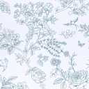 2 x Abyssaly Light Blue Peel and Stick Wallpaper Floarl Bird Contact Paper 17.3" x 196.8" Toile Modern Flower Leaf Wall Paper Self Adhesive Removable Vinyl Wrap for Bathroom Bedroom Kitchen Wall Decor