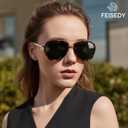FEISEDY Retro Polarized Aviator Sunglasses for Women Men Vintage Square Sunglass With Classic Style B0259