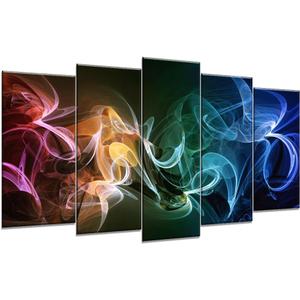 SATINO 5 Pieces Modern Large Canvas Wall Art Colorful Waves Abstract Smoke Effect Pictures Paintings on Canvas for Living Room Bathroom Bedroom Home Office Decor