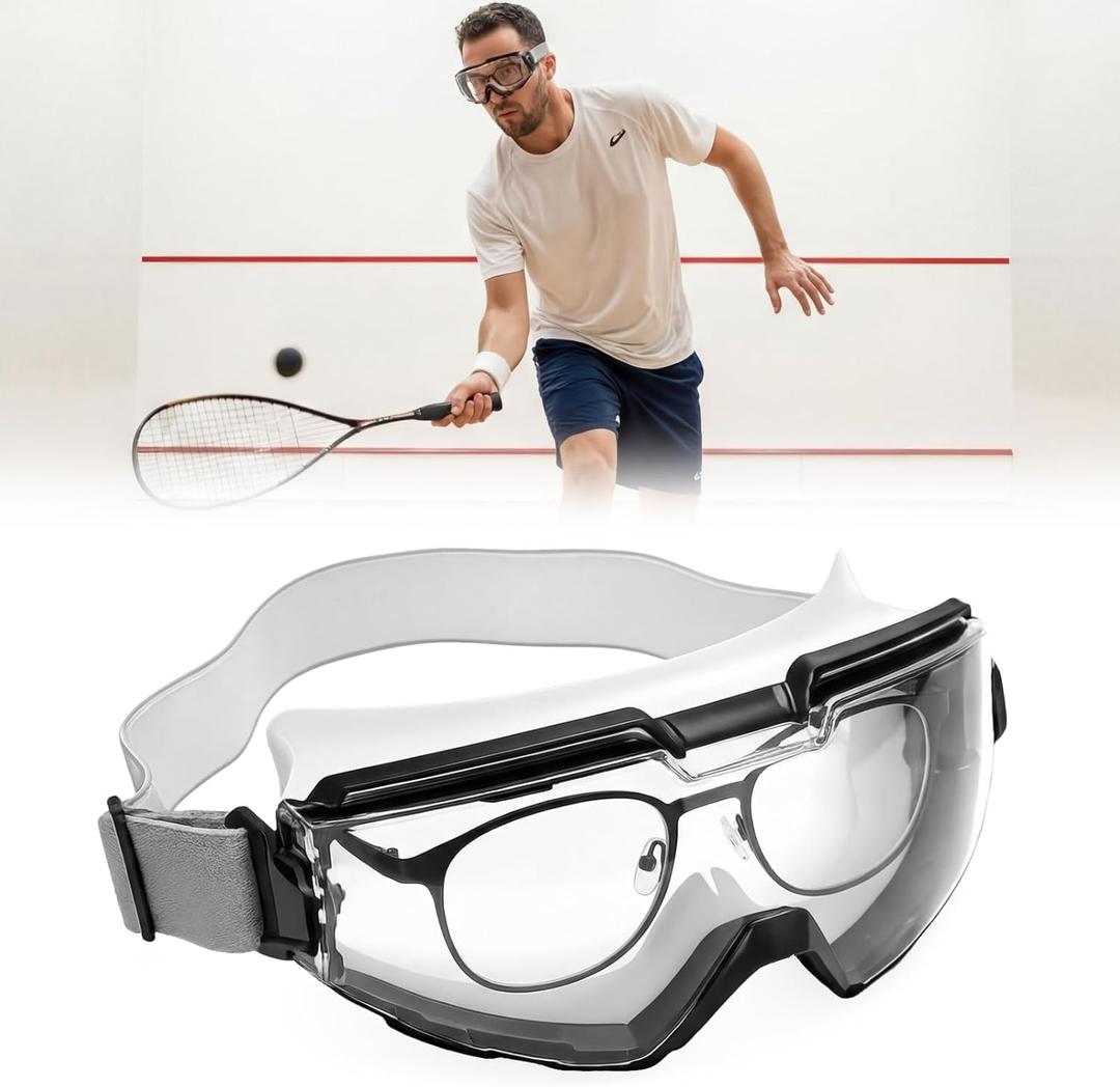 Xuhal Overglasses Protective Racquetball Eyeguard Goggles Over Glasses Squash Goggles Anti-fog Scratch Lenses Protection Eyewear Glasses for Indoor Squash
