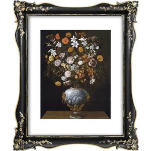 SIMON'S SHOP Black Picture Frame 11x14 with Mat, Gothic Halloween Decor