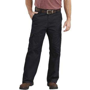 Dickies Men's Loose Fit Cargo Work Pant, Rinsed Black, 34W x 32L