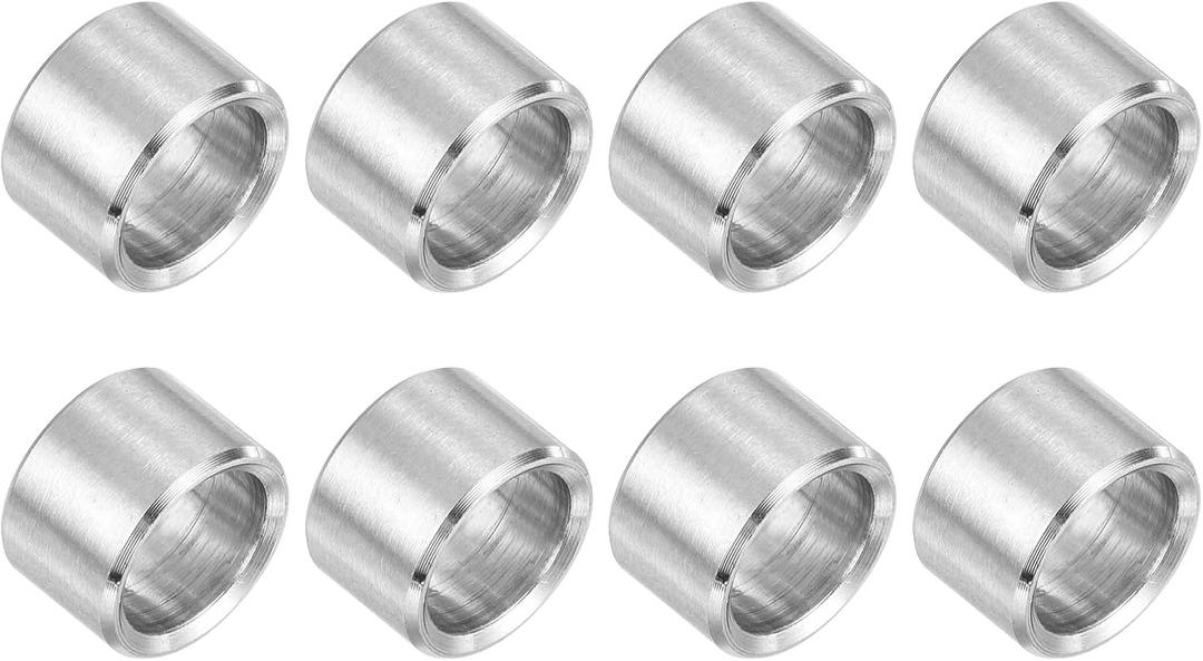 uxcell 8Pcs 304 Stainless Steel Spacer 1/2" OD x 3/8" ID x 3/8" Length(12x9x10mm) Screw Standoff Bushing Plain Finish Unthreaded Round Metal Spacer for M3 Screws Bolts and Rods, Silver