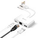 biaze USB to Ethernet Adapter, 3 in 1 RJ45 Ethernet LAN Network Adapter with Charging Port and USB Port Compatible with iPhone 16/15, Laptop, MacBook, PC with Windows(RJ45 3-in-1 USB HUB)