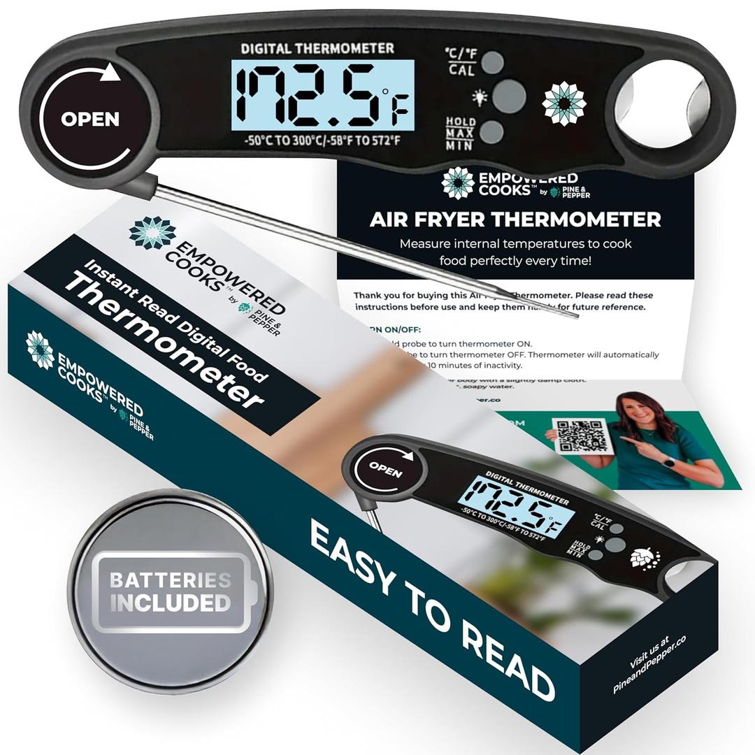 Cathy Yoder's Meat Thermometer Digital, Instant Read Food Thermometer for Cooking in Air Fryer Oven, BBQ, Grill & Baking. Measure Internal Temperatures Probe Easy Display Kitchen Grilling Accessories