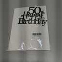 Glittery 50th Happy Birthday Cake Topper with Star,Personalised 50 Birthday Cake Toppers Party Decorations Party Supplies for Men Women Black Gold