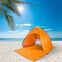 KOCASO Pop Up Beach Tent for 2-3 Person, UPF50+ Anti-UV Sun Shelter w/ Storage Bag, Portable Waterproof Instant Sun Shade Canopy for Outdoor Beach Camping Hiking Travel Family, Orange