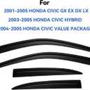 Window Visors Rain Guards for Honda Civic 2001 2002 2003 2004 2005, Out-Channel Window Vent Wind Deflectors Visors Shades for 01-05 Civic 4-Door Sedan