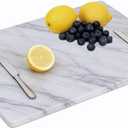 Carrara Marble Cutting Board for Kitchen, 20 x 16 Inch Large Marble Pastry Slab, White Stone Cutting Board for Dough Kneading, Baking, Rolling, Cheese