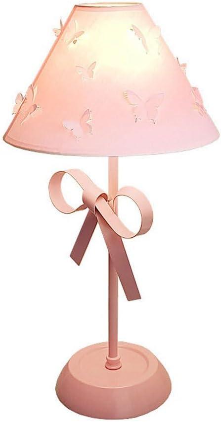 Pink Bow Desk Lamp for Girls Room Nordic Metal Table Lamp for Girl's Bedroom Dcor Cute Coquette Table Light with Fabric Stitch Shade Modern Children Bedside Lamp Kids Reading Lighting (Pink)
