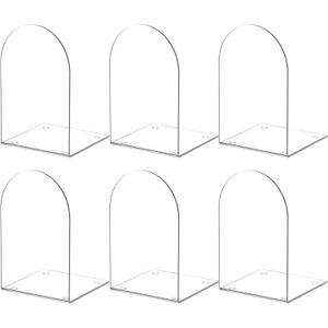 Acrylic Bookends 6 Pieces, Book Ends for Shelves, Clear Bookends for Shelves, Transparent Book Organizer for Desktop, Shlef Book Stopper for Home Office