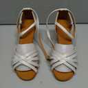 Tan Girls Latin Dance Shoes Women Low Heels Tango Salsa Ballroom Shoes, White , 10