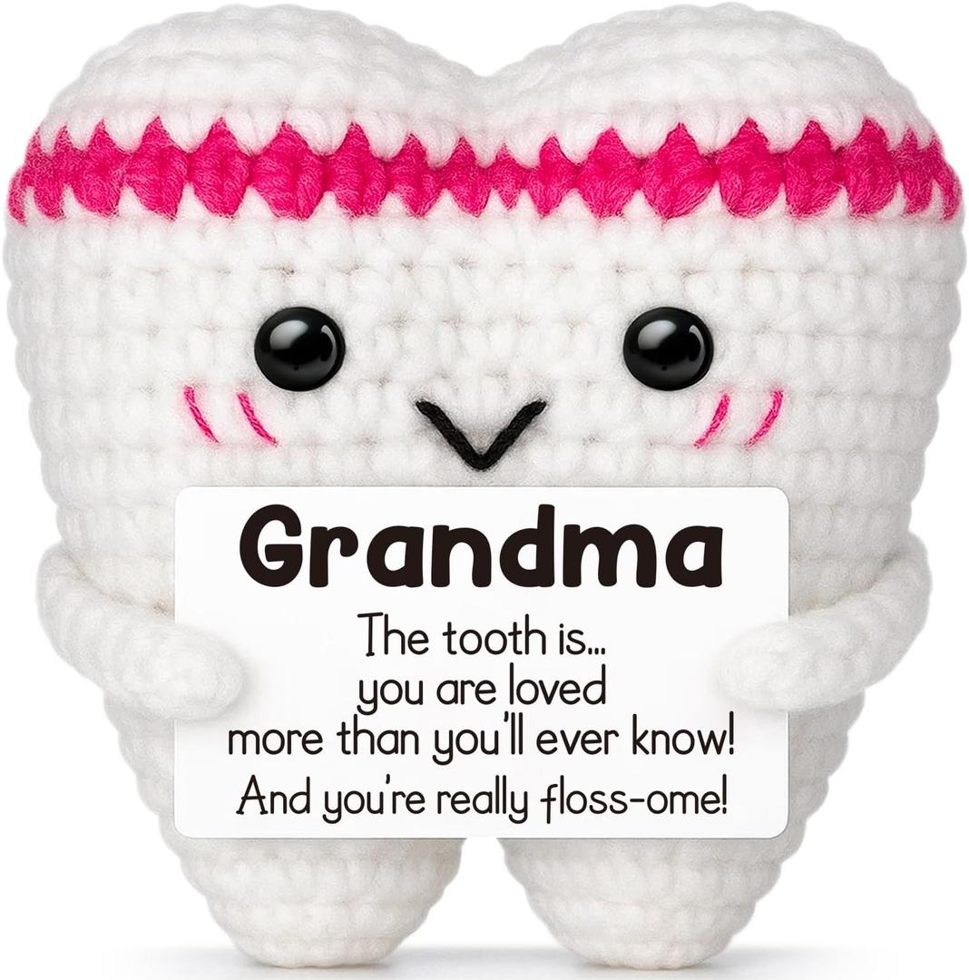 Crochet Tooth Grandma Gifts,Funny Valentines Mothers Day Birthday Gifts for Great Grandma Grandparents Nana Mimi Gigi Grammy from Grandkids,Retired Dentist Dental Hygienist Gift,Cute Handmade Decor