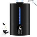 6L Humidifiers for Bedroom Large Room Home, Cool and Warm Humidifier for Plants Mist Top Fill Desk Humidifier Essential Oil Diffuser, Quiet Humidifiers with Adjustable Mist,360Nozzle-Midnight Black