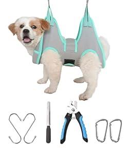 Kkiimatt XS Dog Grooming Hammock Harness, Grey, Nail Trimming, Holder, Restraint, Thick Neck Support, Grey XS